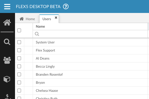 user management in Flex5 desktop